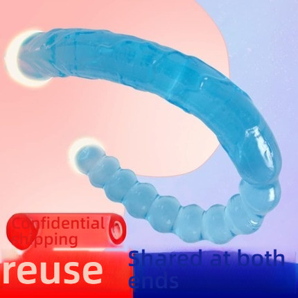 Pleasing U-shaped double headed penis with pull beads