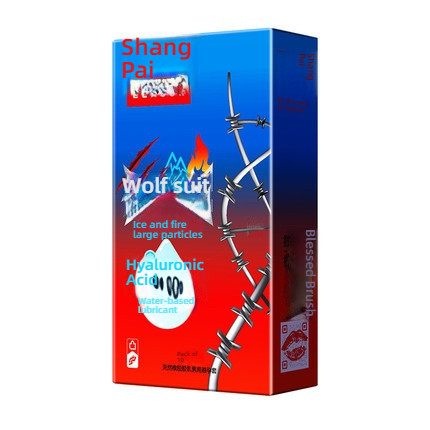 ELASUN Shangpai Wolf Fang Condom Ice Fire Large Particle (Hyaluronic Acid) Condom 10 Pieces Set