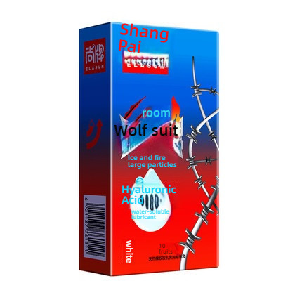 ELASUN Shangpai Wolf Fang Condom Ice Fire Large Particle (Hyaluronic Acid) Condom 10 Pieces Set