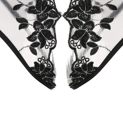 Feimu chiffon open crotch sexy underwear black