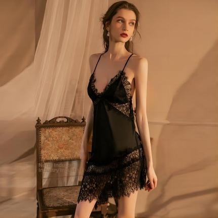 Stacy sexy lace camisole nightgown black