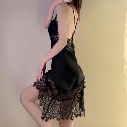 Stacy sexy lace camisole nightgown black