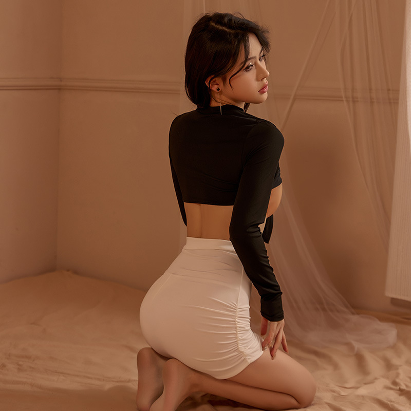 Meinaer sexy lingerie sexy hip hugging skirt secretary Ol dress hot hollow seduction nightclub dress set