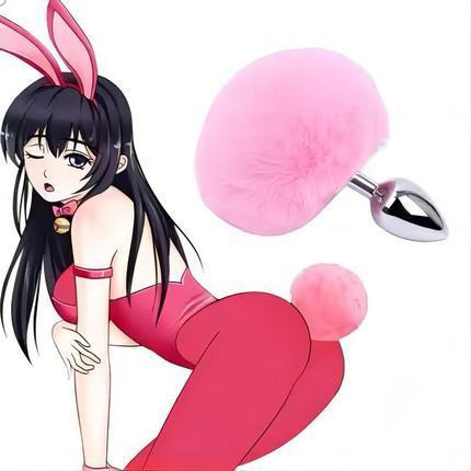 Xia Qi flirts, seduces, rabbit tail, anal plug