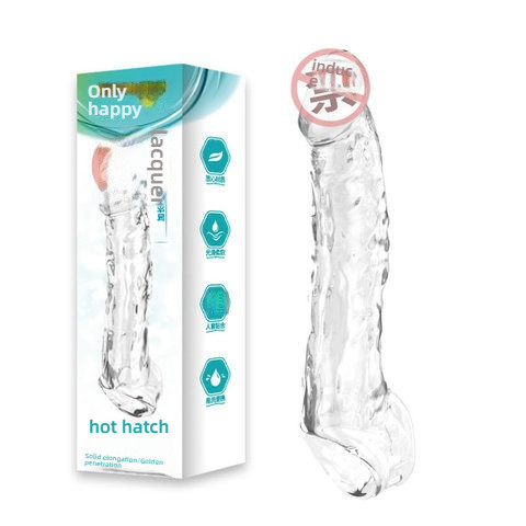 Pleasing the giant and thin steel cannon, transparent soft silicone solid glans with added cover