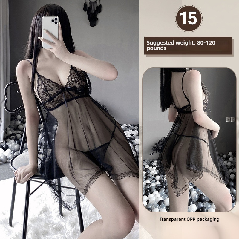 Linlin Ting sexy lingerie cross-border plus size sexy see through hollow one-piece seduction set open stocking set