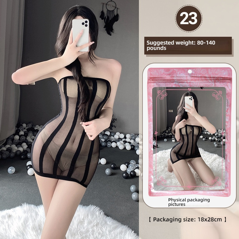 Linlin Ting sexy lingerie cross-border plus size sexy see through hollow one-piece seduction set open stocking set