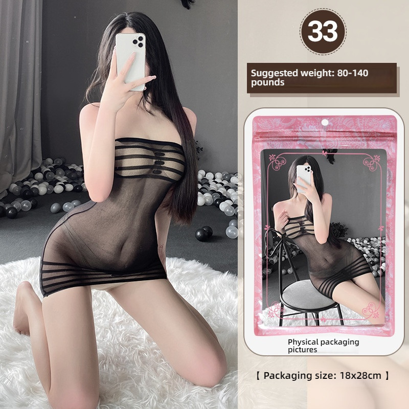 Linlin Ting sexy lingerie cross-border plus size sexy see through hollow one-piece seduction set open stocking set
