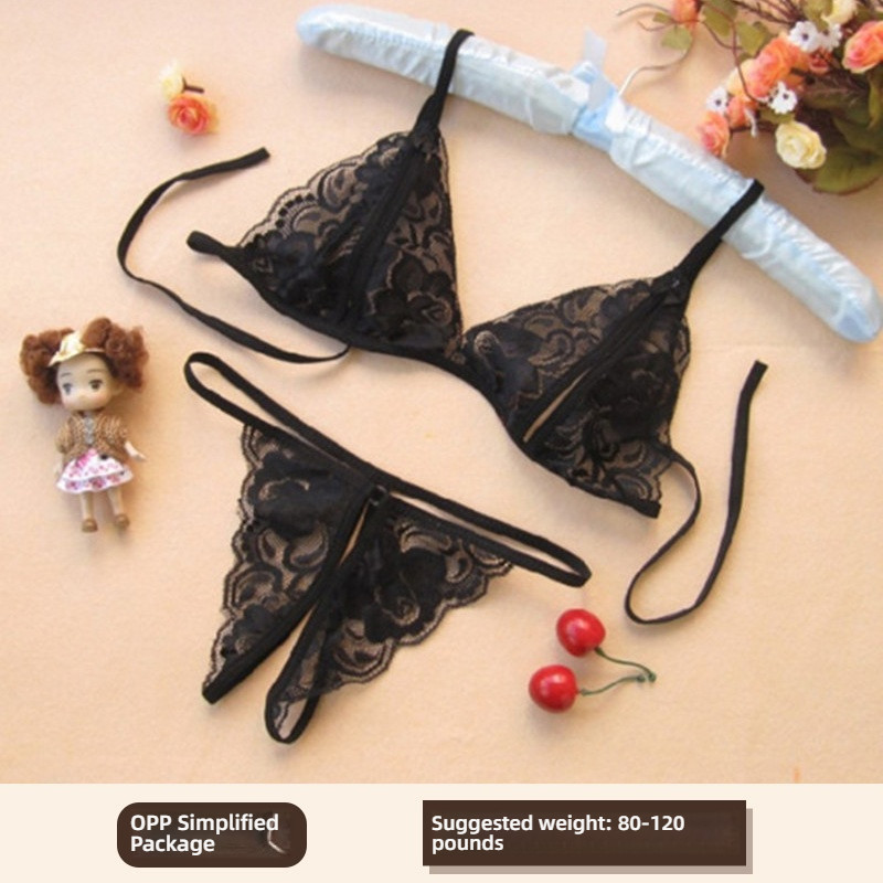 Linlin Ting sexy lingerie cross-border plus size sexy see through hollow one-piece seduction set open stocking set