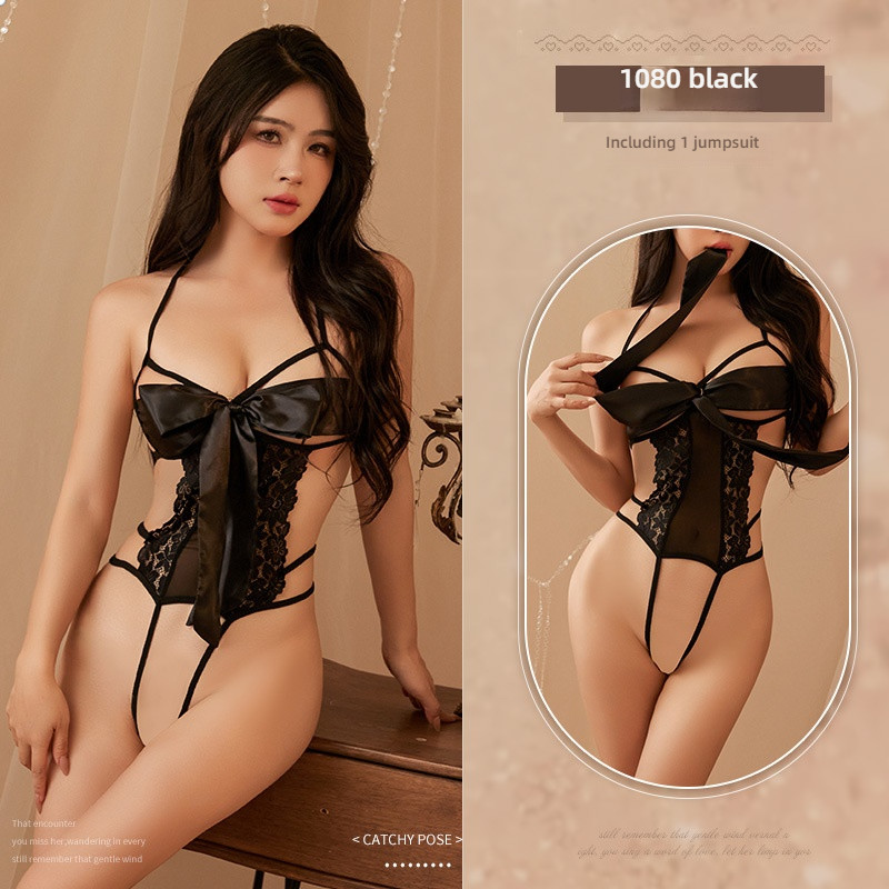Sexy lingerie, flirtatious dress, jumpsuit, bed flirting, exposed breast suit, pure desire, temptation