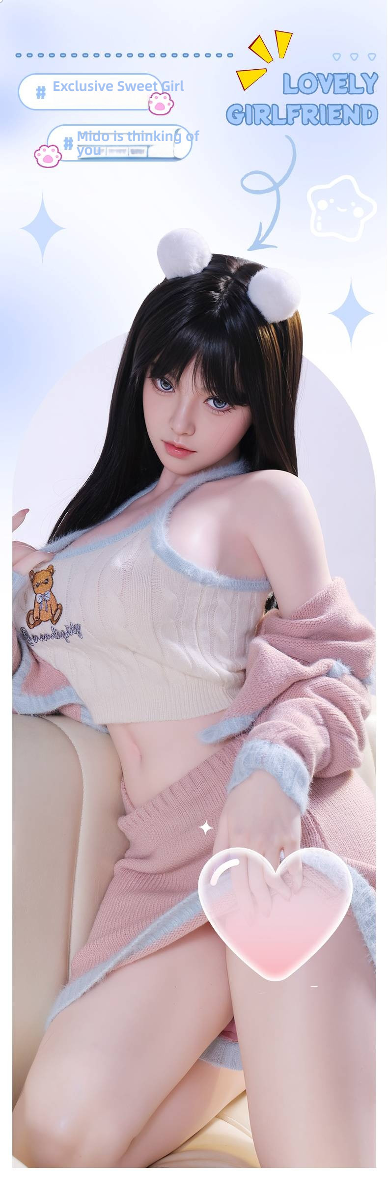 Sweet and Royal Sister Girlfriend - Mido (G027-Y10) Solid Doll 158cm Silicone Head Hair Transplant