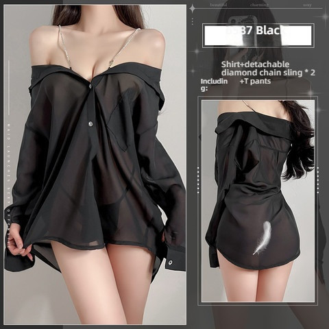 Fei Mu [Lazy Boyfriend Style] Perspective Shirt Sleeping Skirt