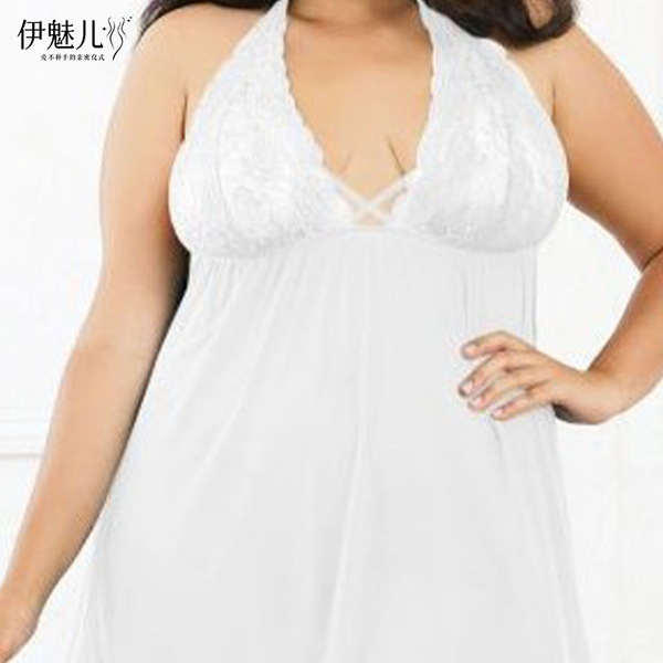 Sexy halter lace mesh lingerie set for plus size women - 200+ lbs, elegant design, perfect for evening wear.
