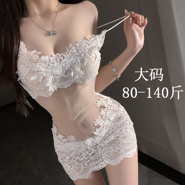 Floral lace sexy sleepwear for women, plus size pure and sensual lingerie, elegant design, suitable for big size (80-140 )