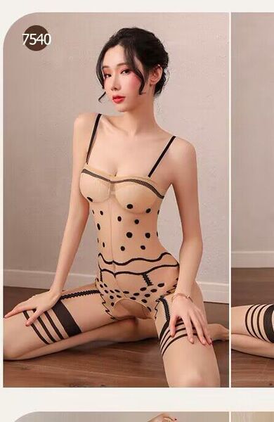 Manny Night Seductive Lace Bodysuit Set - Sheer Mesh Open-Crotch Intimate Wear for Plus Size Women - 034