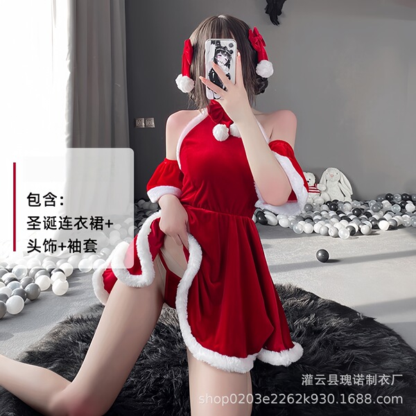 Plus Size New Year Eve Costume Set - Sexy Christmas Lingerie & Bunny Outfit for Women - 0341 Wine Red
