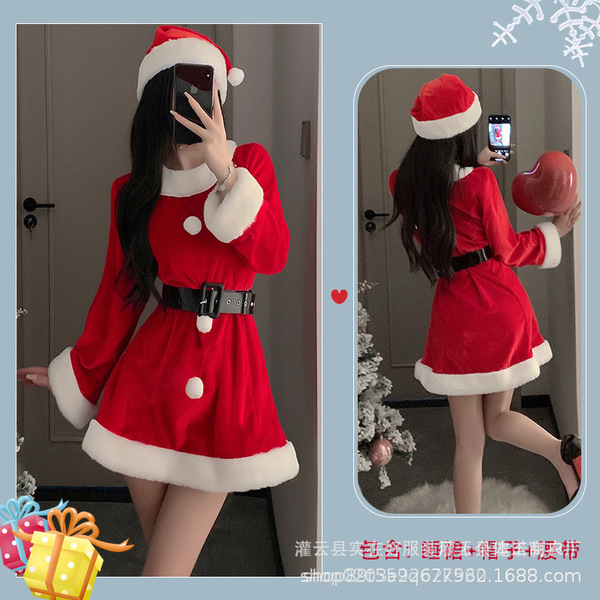 Plus Size Christmas Outfit Set - Sexy Holiday Lingerie & Bunny Costume for New Year's Eve - 0353 Wine Red