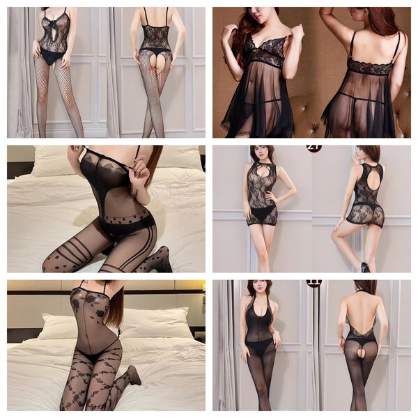 Manny Night Seductive Lace Bodysuit Set - Sheer Mesh Open-Crotch Intimate Wear for Plus Size Women - 13+5+1+10+28+29【068+421+1127+003+000+105】with eye mask and underwear
