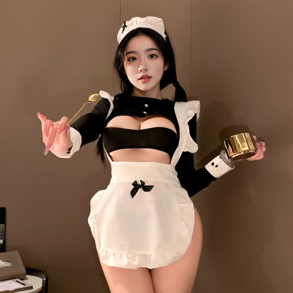 OL Teacher JK Cat Costume Set - Pure & Tempting Maid Qipao Lingerie Outfit for Cosplay & Role Play - 1300