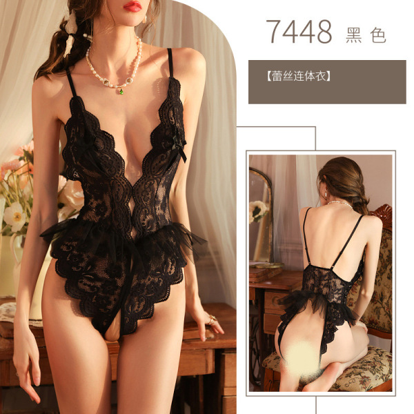 Sensual Lace Bodysuit 2025 - Backless Low-Cut Sexy One-Piece Lingerie, Drop-Ship Ready - black