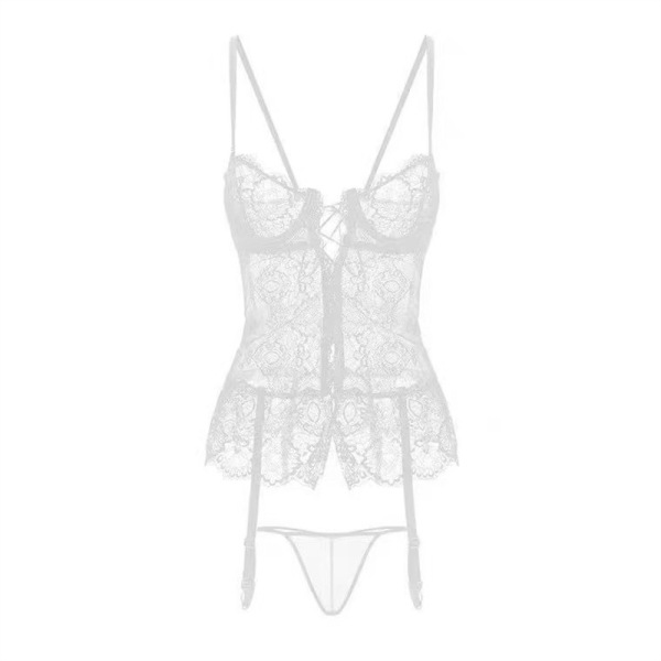 Sexy Sleepwear Set for Small Bust - Push-Up Lingerie Outfit, No-Remove Bedroom Costume, Midnight Passion Ensemble - White