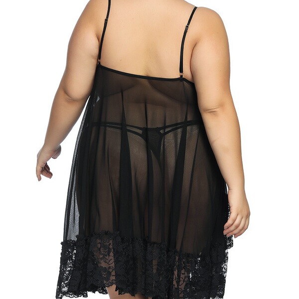 Sexy lace sleep dress for plus size women, elegant and stylish nightgown suitable for busty and curvy women up to 200 lbs.