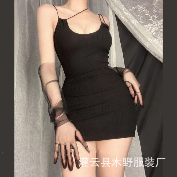 Sexy lace bodysuit dress with deep v-neck, perfect for women seeking elegant sleepwear.