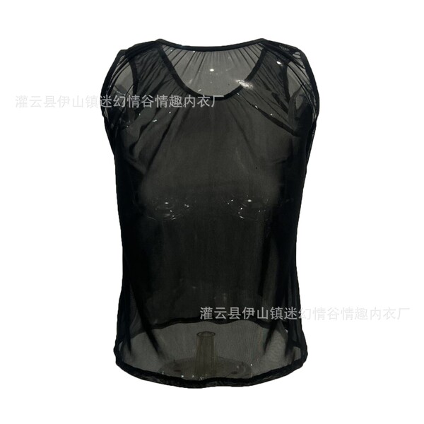 Sheer mesh crop top with lace trim for womens lingerie, stylish and sexy design