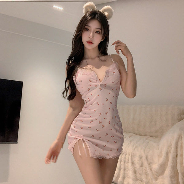 Sexy deep v cut backless lace sleep dress featuring floral mesh design and sheer cutouts, perfect for women seeking elegance ...