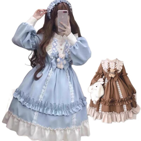 2026 cute sweet lolita dress for women – elegant long sleeve party & performance dress featuring ruffled layers and charming ...