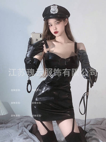 Sexy PVC Bunny Girl Outfit - Seductive Tight-Fit Leather Skirt Set for Nightclub & Role Play - 2030 Black