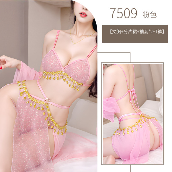 Women's Exotic Lace Lingerie Set for Small Bust - Elegant Vintage-Inspired Bedroom & Date Night Outfit - Pink Set