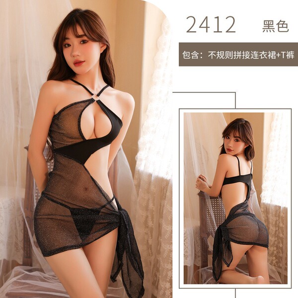 Sensual Japanese-Style JK Uniform Bodysuit – Pure & Tempting Schoolgirl Cosplay Deadstock Swimsuit - 2412 - Black Irregular Dress