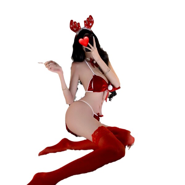 Dolllove lingerie set - passionate red 3-piece bikini christmas outfit for new year & halloween, featuring festive red design...