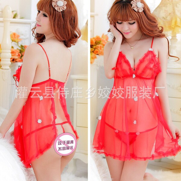 Sexy lace babydoll nightgown set with delicate design, perfect for women seeking elegant sleepwear.