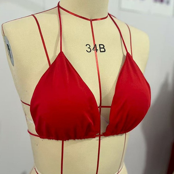 Red lace bra set featuring european style design, perfect for womens swimwear and lingerie needs.
