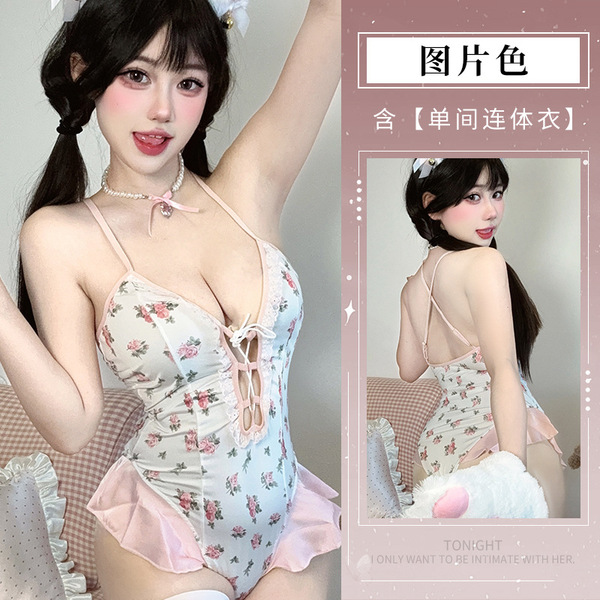 Pure & Seductive Lingerie Sleepwear Set – No-Remove Bedroom Outfit for Women, Adjustable Strap Nightwear - Image color + headband 3014 white + 3042 white