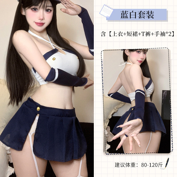 Seductive Sailor Uniform Set for Women - Pure & Tempting Schoolgirl JK Outfit, No-Remove Passion Lingerie - Image color + 3051 pure white