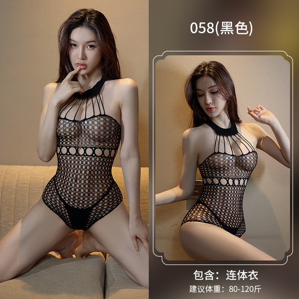 Ye Qing Ge Sexy Transparent Bodysuit for Women – Alluring Lingerie One-Piece, Dropshipping Friendly - black