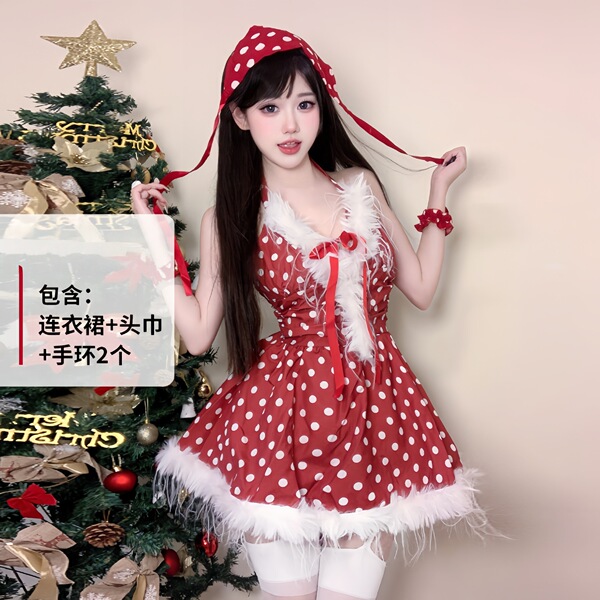 Plus Size New Year Eve Costume Set - Sexy Christmas Lingerie & Bunny Outfit for Women - 314 Red