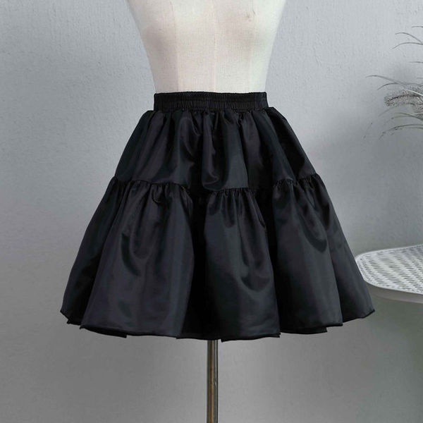 Lolita Crinoline Petticoat - Adjustable No-Bone Crystal Mesh Half-Skirt for Everyday Elegance & Volume - Children's Crystal Support, Black, 35cm