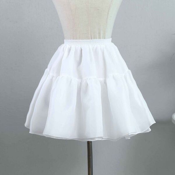 Lolita Crinoline Petticoat - Adjustable No-Bone Crystal Mesh Half-Skirt for Daily Wear & Elegant Outfits - Children's Crystal Support, White, 35cm