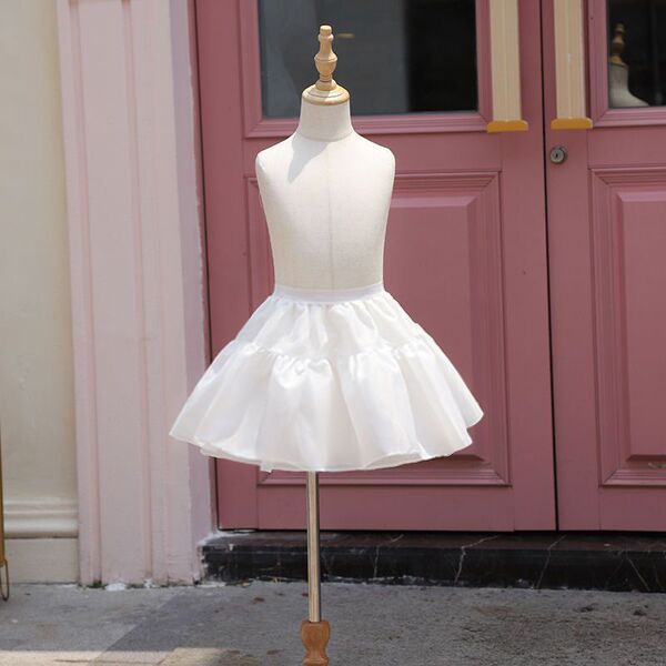 Original Lolita Petticoat - Boneless Crystal Tulle Soft Girly Adjustable Ultra-Voluminous Cosplay Underskirt - White crystal yarn, 35cm (children's size)