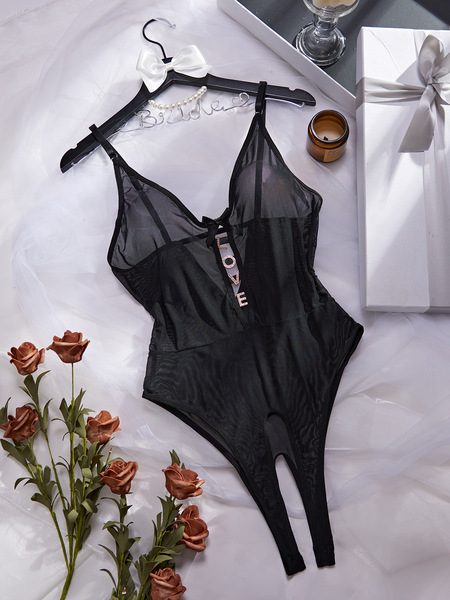 Luxury Lace Bodysuit for Women – Sheer Sexy Full-Lace Transparent Intimate Lingerie, EU & US Sourced - black