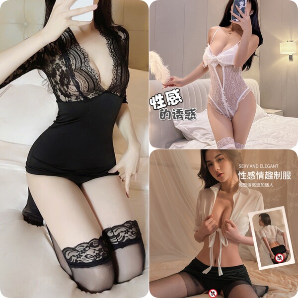 Sexy Secretary Lingerie Set 2025 - Seductive Sleepwear Costume for Date Night & Role Play - [3-Piece Set] Bodycon Skirt (with stockings) + Secretary (with stockings) + Goddess