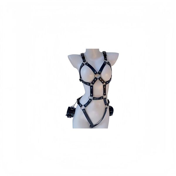 Gorgeous Cloud Sensual Mesh Bodysuit - Side Cutout Sheer One-Shoulder High-Stretch Tight-Fit Bodystocking for Women - 4108 Leather Strap Bodysuit