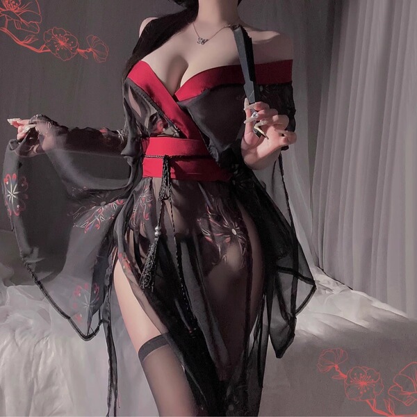 Gorgeous Cloud Sensual Lingerie Set – Ancient Chinese Style Hanfu-Inspired Bedroom Outfit, No-Remove Pure Temptation Cos - 4353 Sexy Kimono