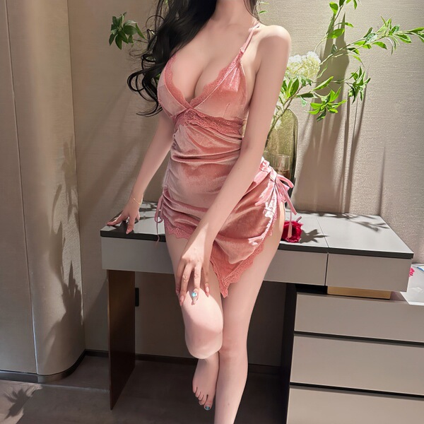 NightSiSensual Lingerie Set – Backless Slip Dress & Uniform-Inspired Sleepwear for Women - pink