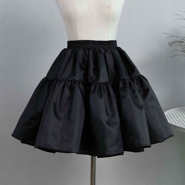 Lolita Crinoline Petticoat - Adjustable No-Bone Crystal Mesh Half-Skirt for Daily Wear & Elegant Outfits - Everyday Crystal Support, Black, 45cm