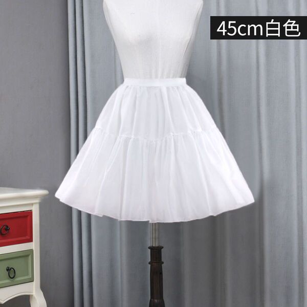 Original Lolita Petticoat - Boneless Crystal Tulle Soft Girly Adjustable Ultra-Voluminous Cosplay Underskirt - Everyday Crystal Gauze White 45cm